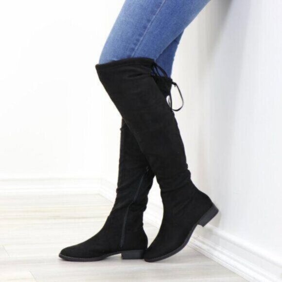 Sexy Over The Knee Boots With Lace Up Back